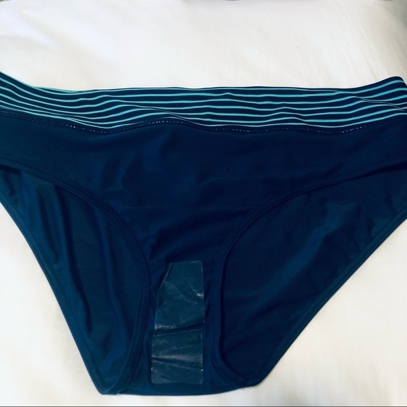 Plus Size 1X (18/20) Navy/Aqua Swim Brief - Picture 7 of 10